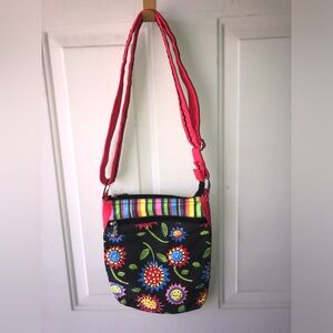Anne Ormsby floral canvas shoulder bag